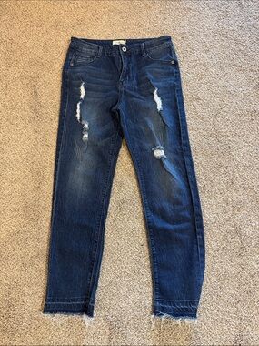 Umgee Dark Blue Distressed Skinny Jeans